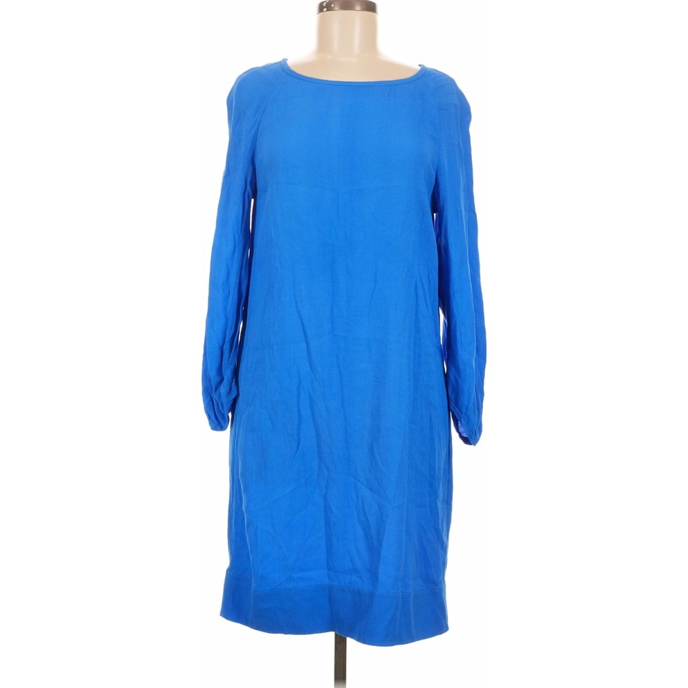 Diane von Furstenberg Blue Viscose Rayon Shift Dress Long Sleeve Size 6